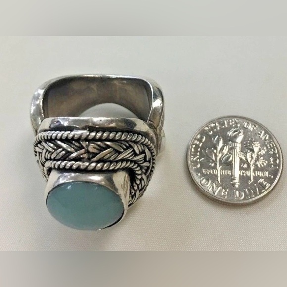 Sterling Silver Blue Jasper Chalcedony Ring - Picture 4 of 8